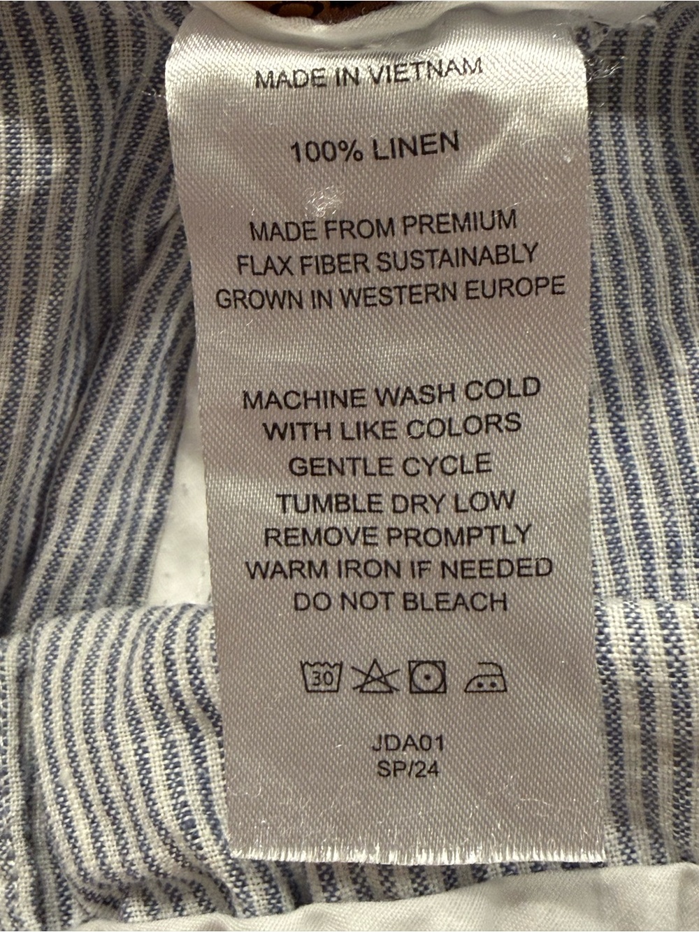 Quince 100% Linen Blue White Stripe Cropped Pants XL Pull-On Coastal Casual - Picture 5 of 5